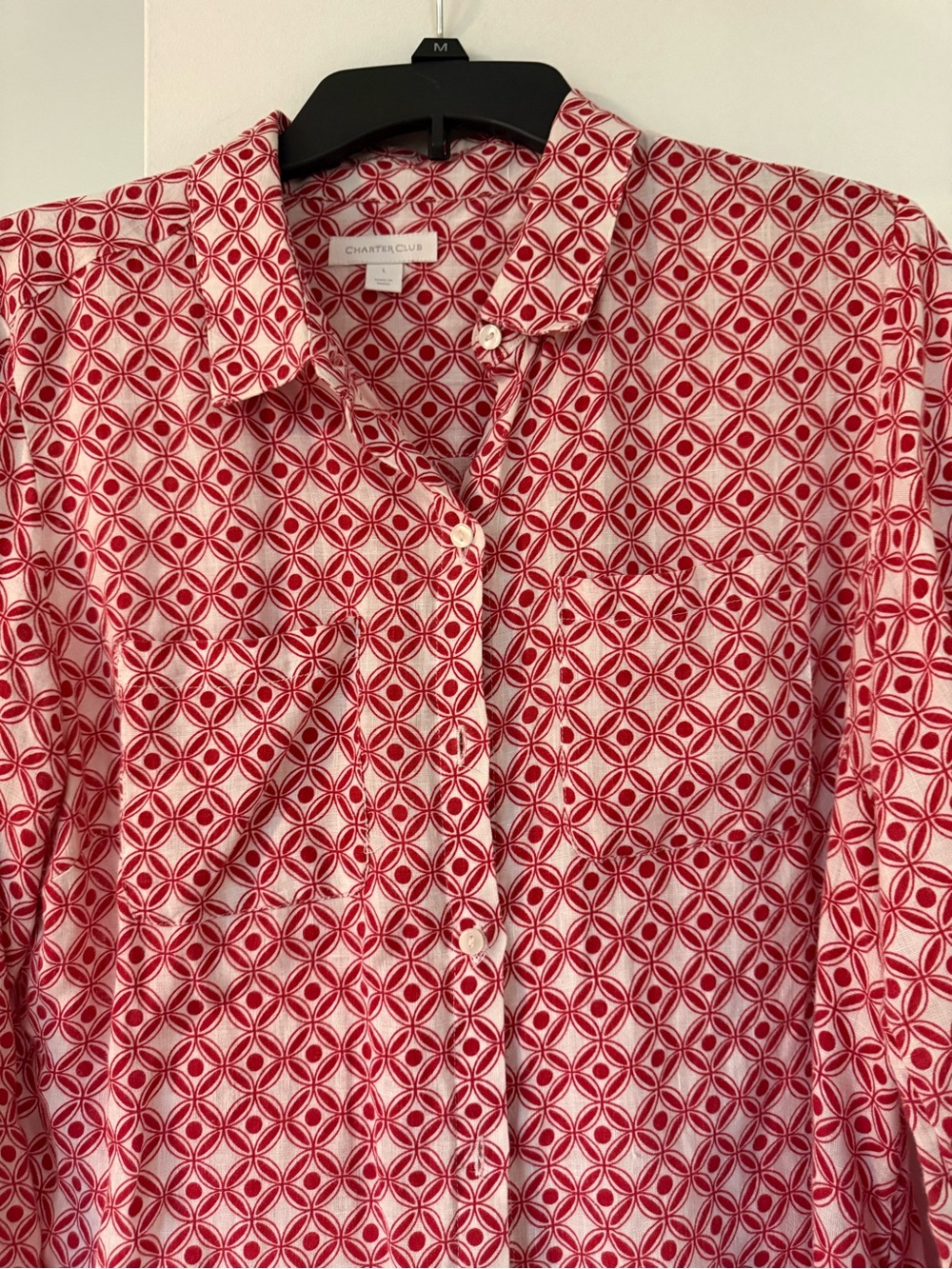 Printed Button-Up Shirt - red Geometric Pattern - Picture 3 of 5